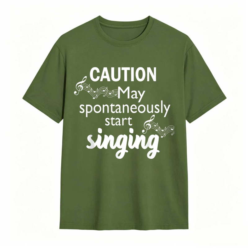 Dorawear™   Caution May Spontaneously Start Singing Music Notes Design T-shirt