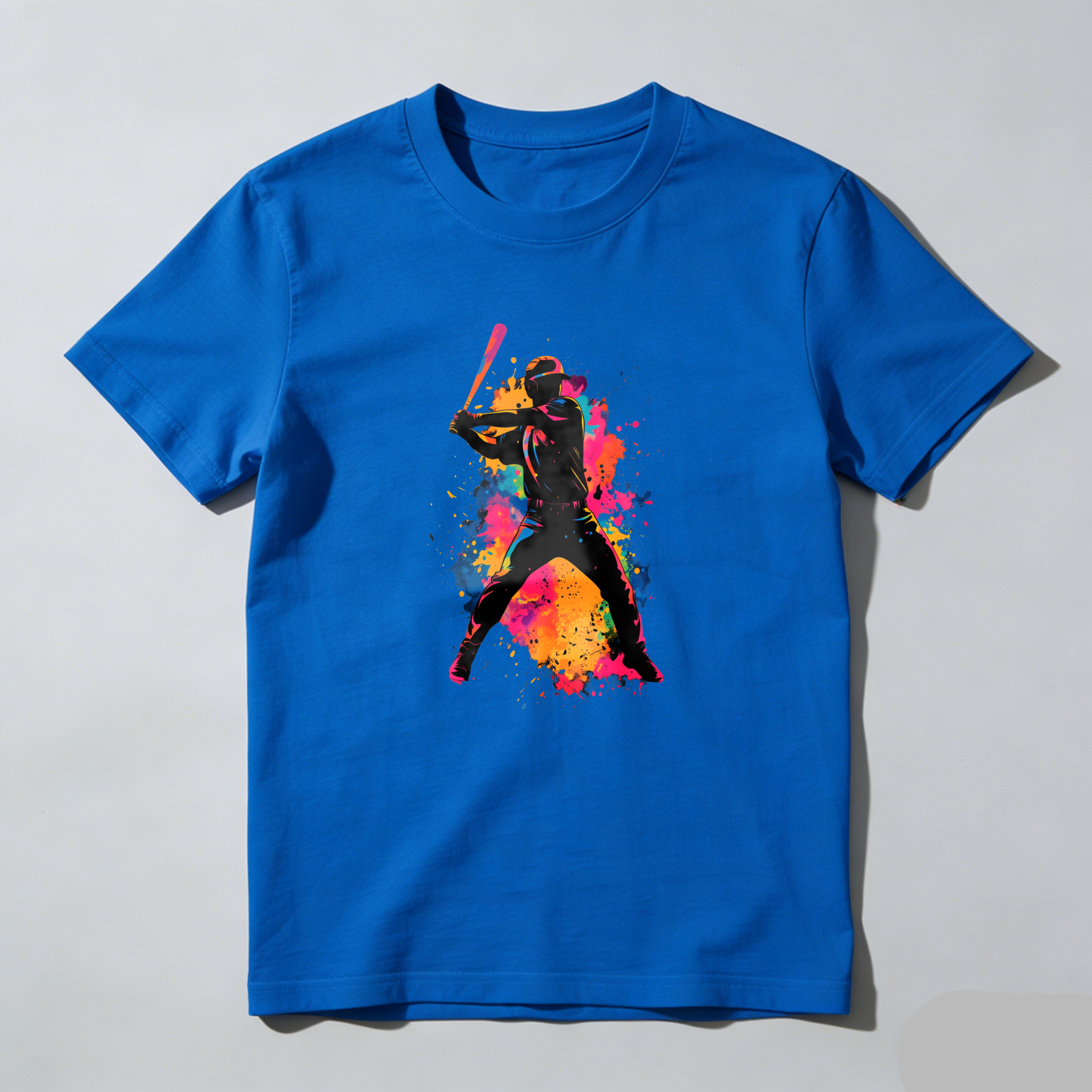 Dorawear™ Colorful Baseball Player Silhouette Art Design  T Shirt-Dorawear
