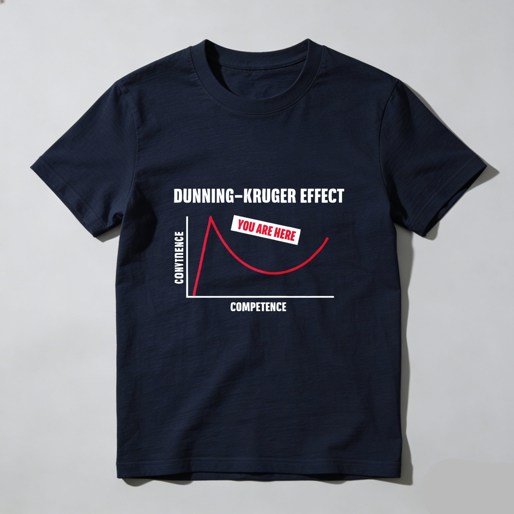 Dorawear Dunning Kruger Effect Confidence Curve You Are Here Pure Cotton Short Sleeve T-Shirt