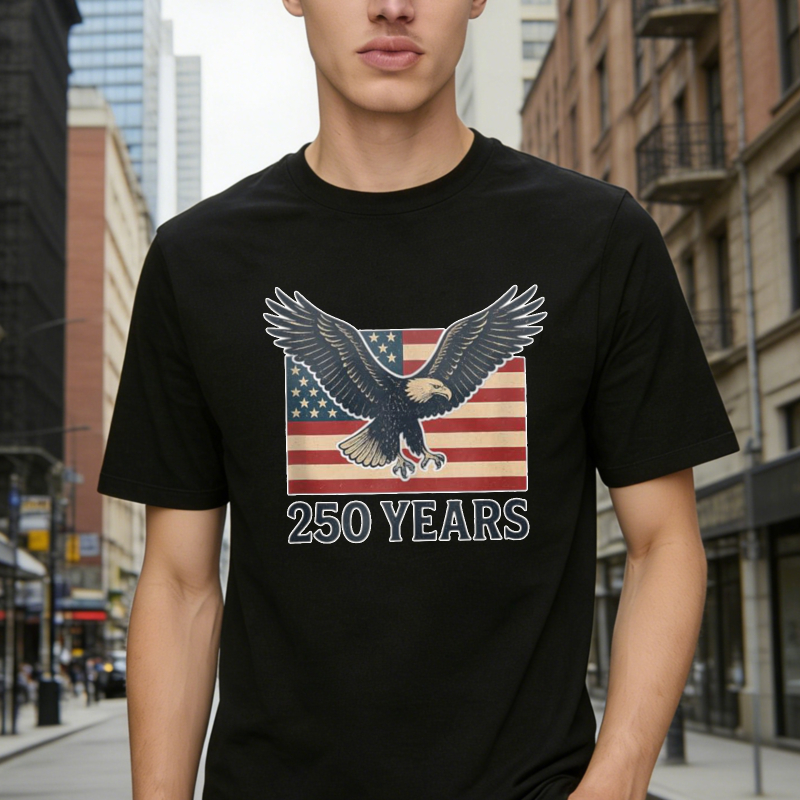 American Eagle With Flag And 250 Years Text T-shirt