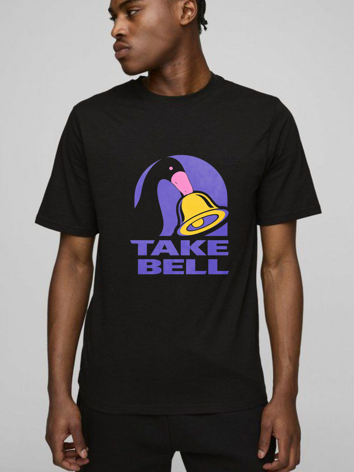 Dorawear™ Take Bell Penguin Bell Purple Design Pure Cotton Short Sleeve T-Shirt-Dorawear