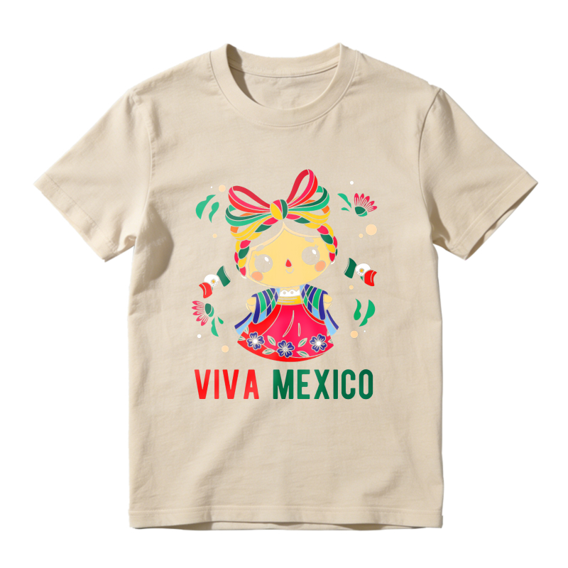 Mexican Doll With Traditional Dress And Viva Mexico Text Unisex Classic T-shirt