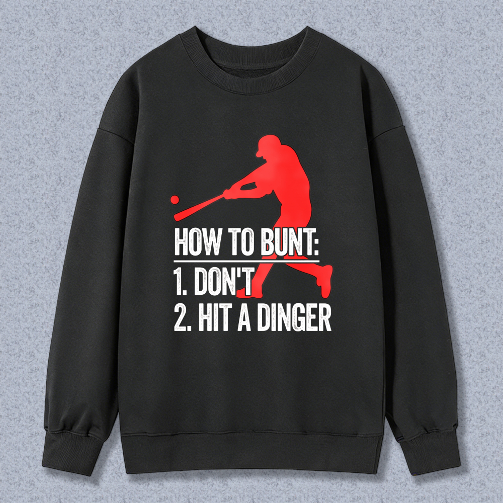 Dorawear™ Baseball Player Silhouette With Text How To Run 1 Don't 2 Hit The Dinger Unisex Classic Sweatshirt-Dorawear