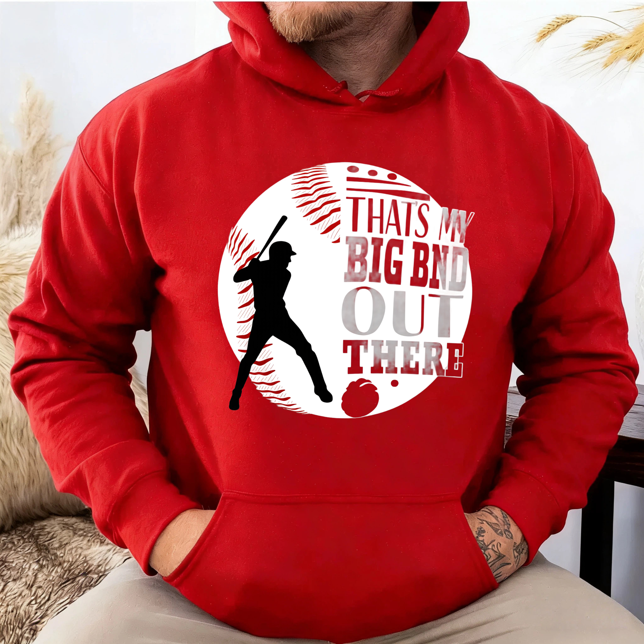 Dorawear™ Baseball Hoodie Thats My Big Bad Out There Baseball Fan Sweatshirt Sport Graphic Pullover Unisex Hooded Shirt-Dorawear