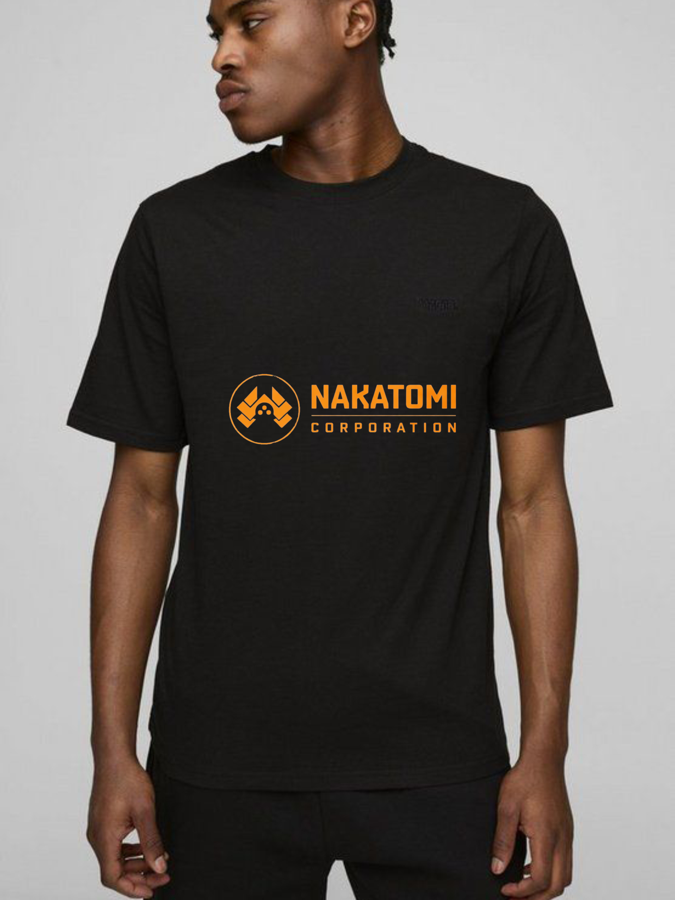 Dorawear Nakatomi Corporation Logo Orange Print Pure Cotton Short Sleeve T Shirt