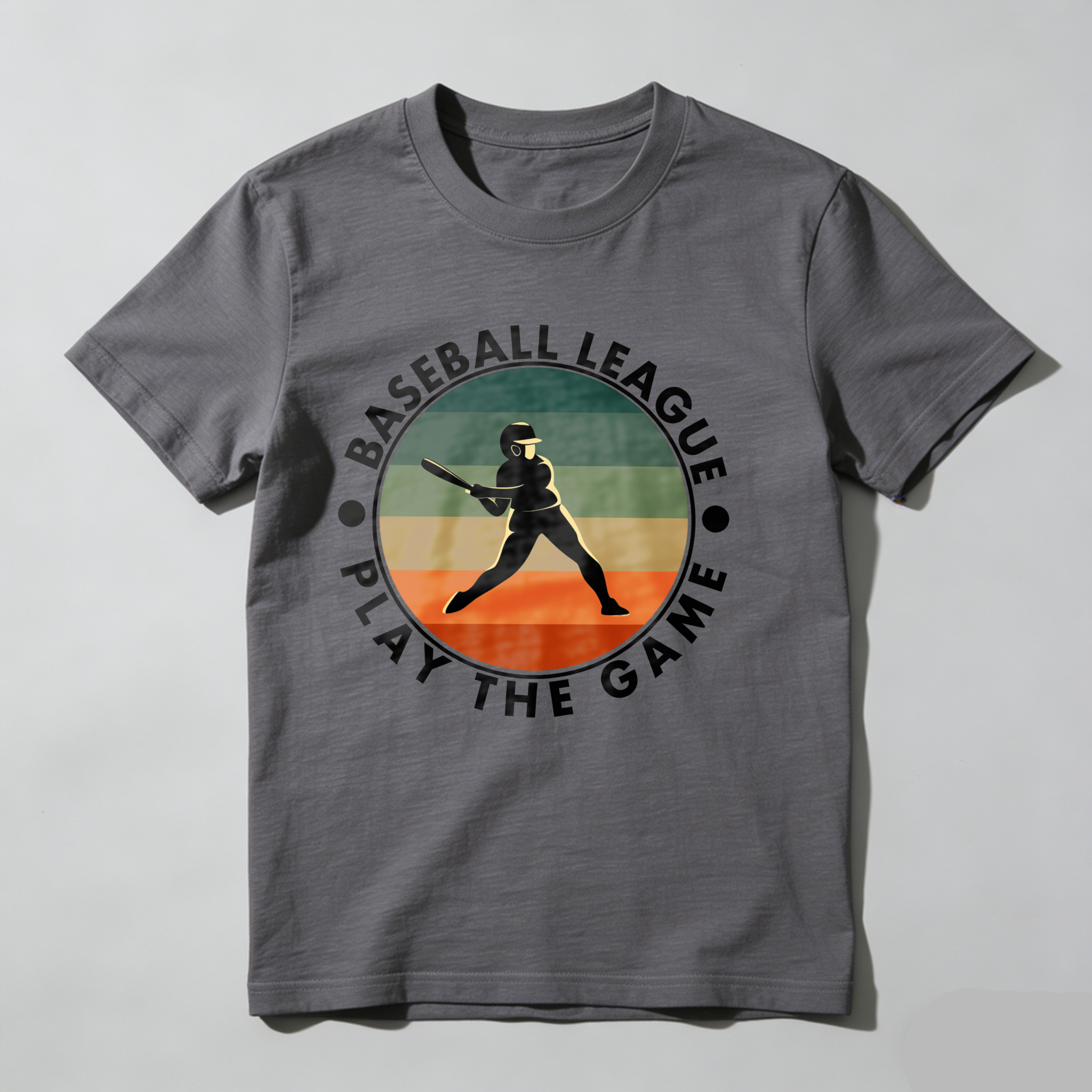Dorawear™ Baseball Player Silhouette Retro Gradient Circle Design  T Shirt