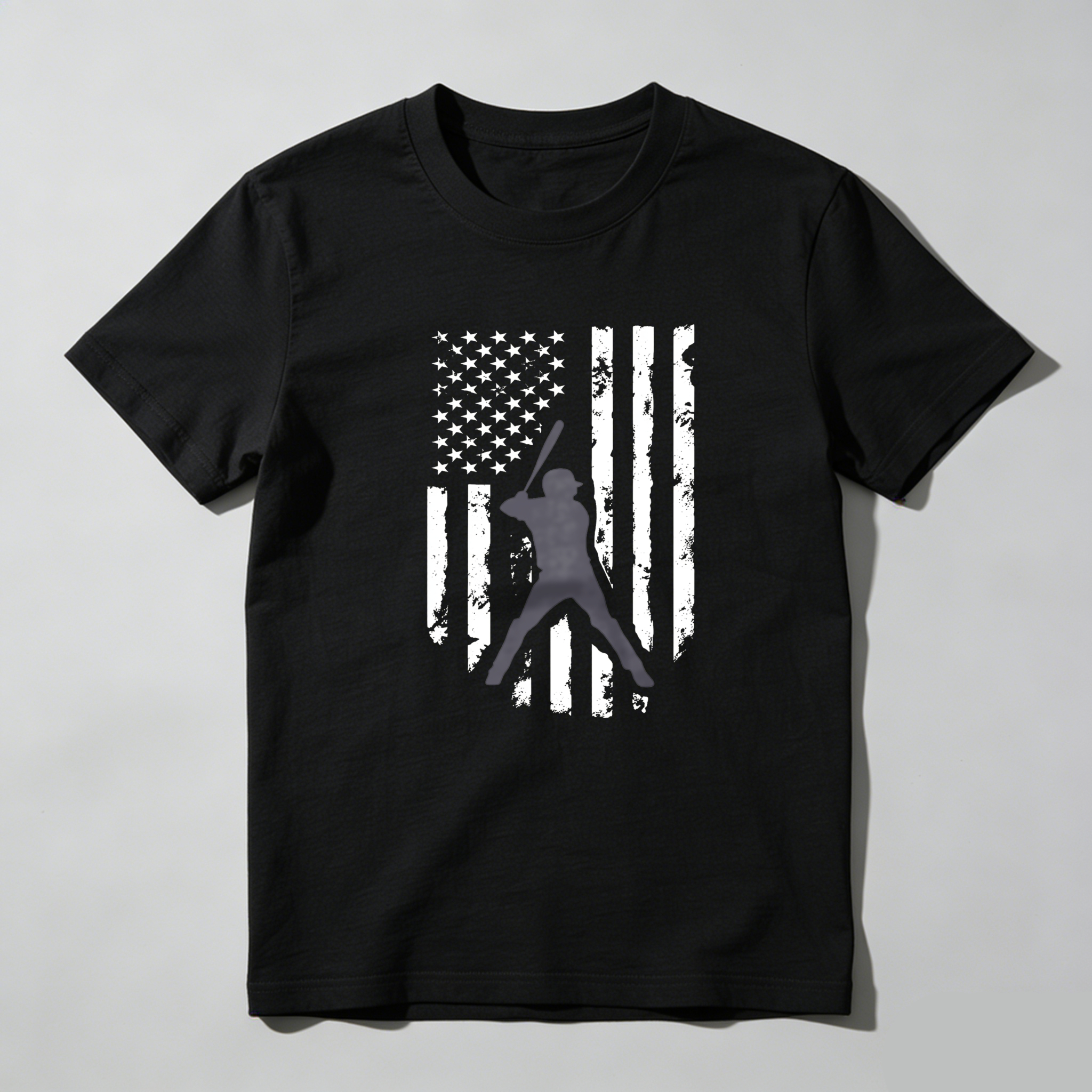 Dorawear™ American Flag With Baseball Player Silhouette  T Shirt