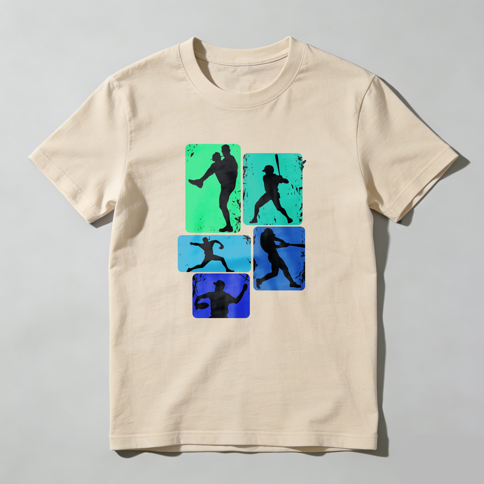 Dorawear™ Baseball Player Silhouettes In Color Blocks  T Shirt-Dorawear