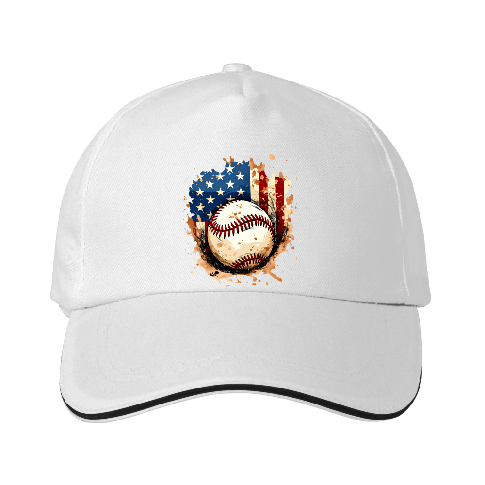 Dorawear™ Baseball Cap American Flag And Baseball Print For Sports And Casual Wear