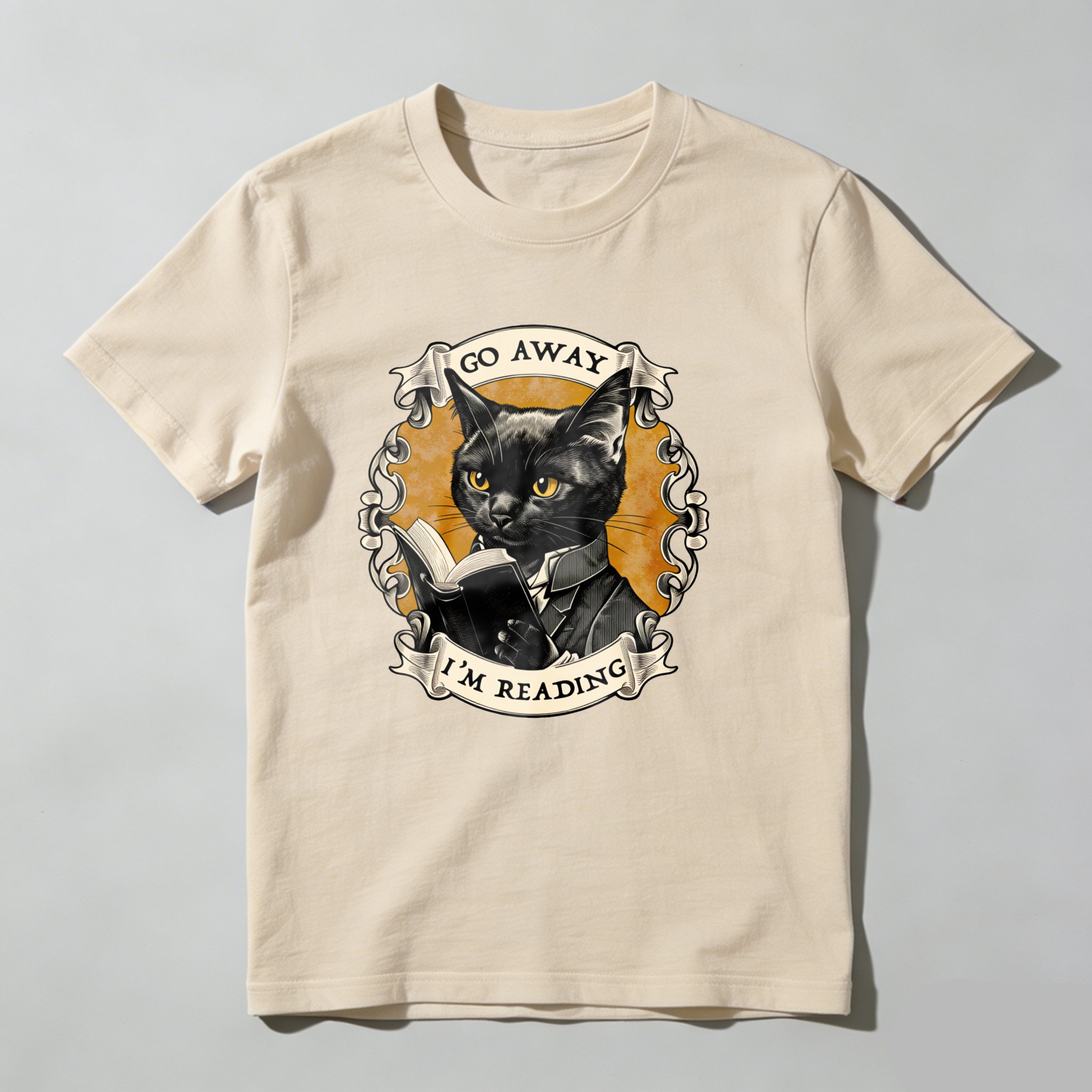 Dorawear™ Cat Reading Book With Text Go Away I'm Reading T Shirt