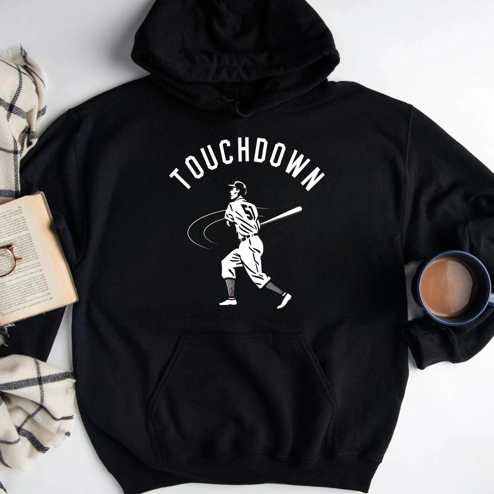 Dorawear™ Touchdown Baseball Player Hoodie Black Sport Sweatshirt Unisex Casual Wear-Dorawear
