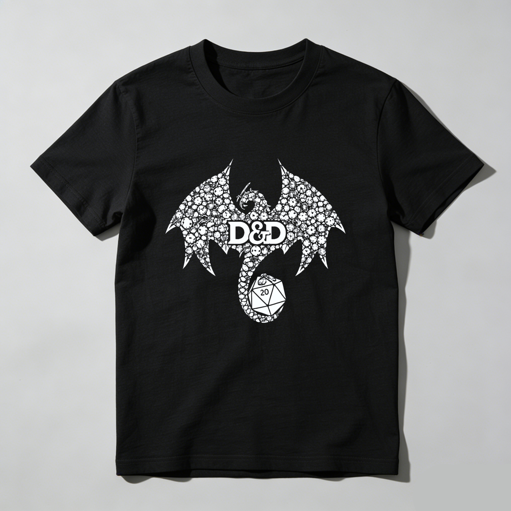Dorawear™ Dragon Dnd Dice Pattern Pure Cotton Short Sleeve T Shirt-Dorawear