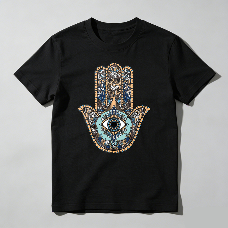 Dorawear™  Hamsa Hand With Eye And Ornate Patterns T Shirt