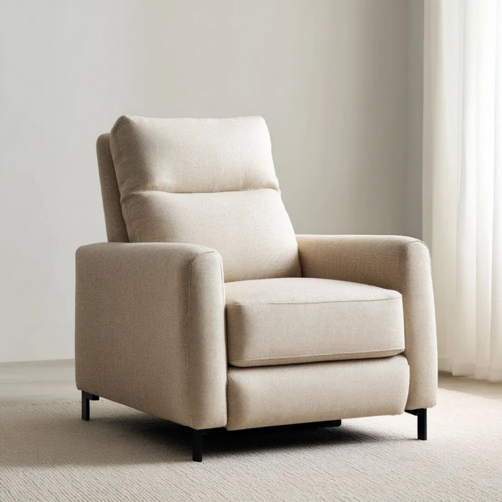 Fauteuil rembourré en tissu 80x90x100 cm – Beige – Design contemporain