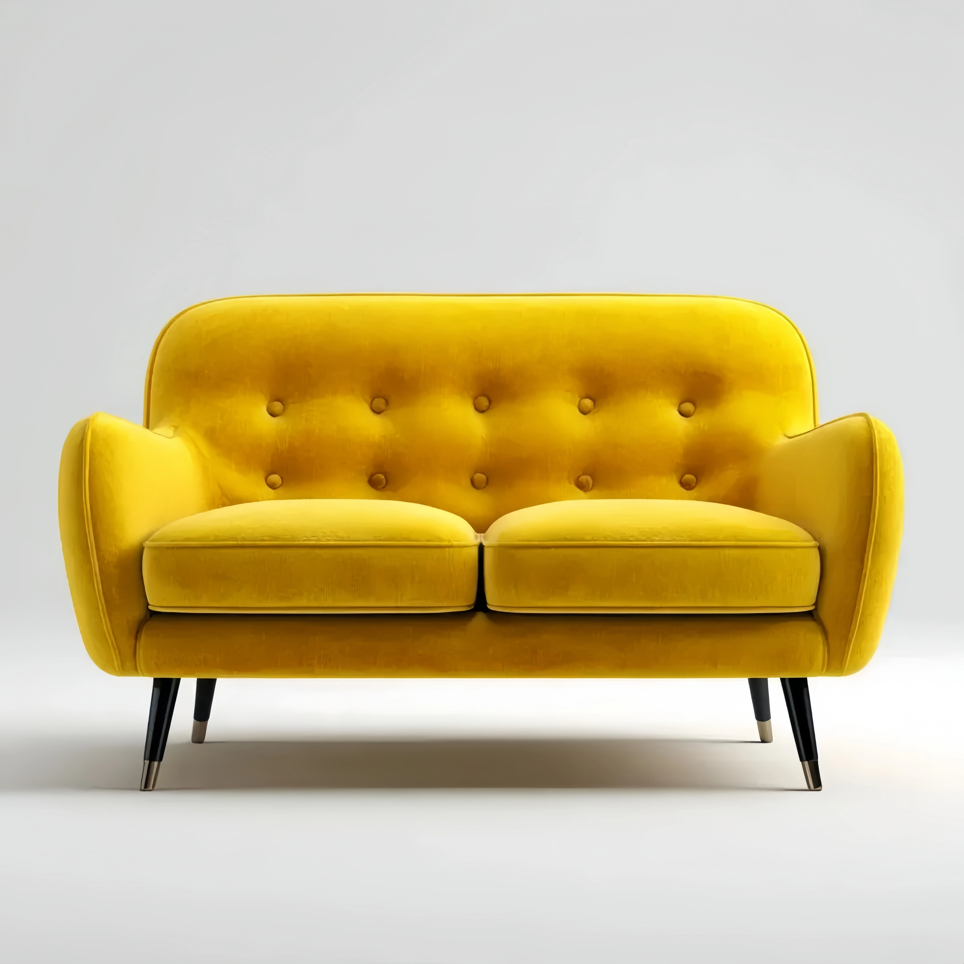 Canapé 2 Places en Velours Jaune 150x85x75 cm - Design Moderne