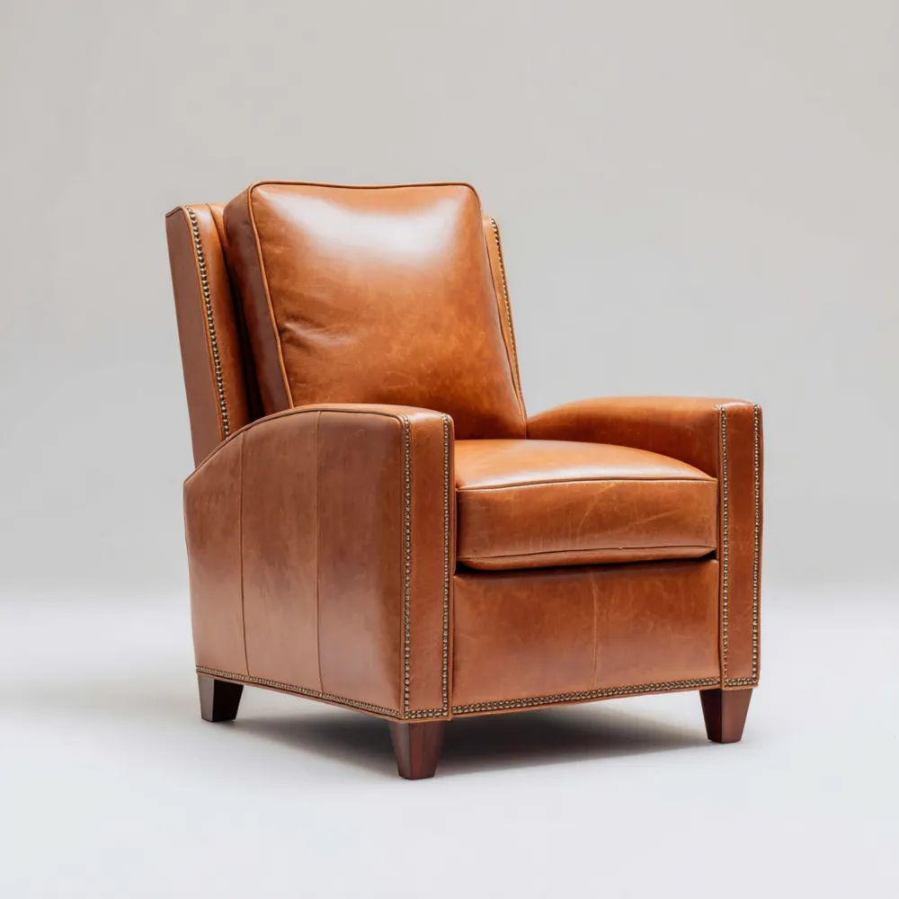 Fauteuil en cuir 85x90x105 cm - Marron - Design classique