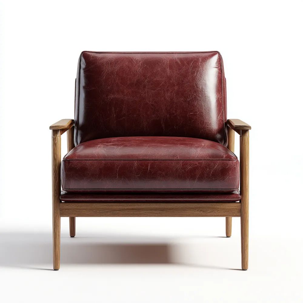 Fauteuil en cuir vintage – 80x85x75 cm – Rouge Foncé – Design classique