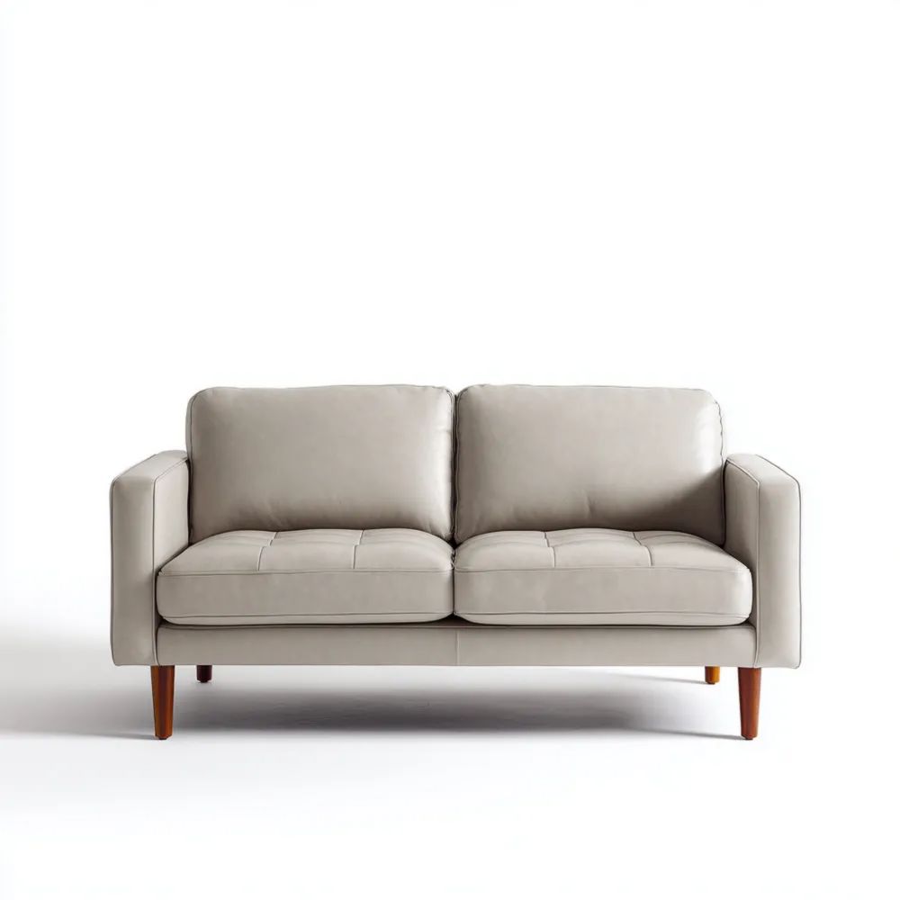 Canapé deux places en cuir 180x92x90 cm - Beige - Design Contemporain