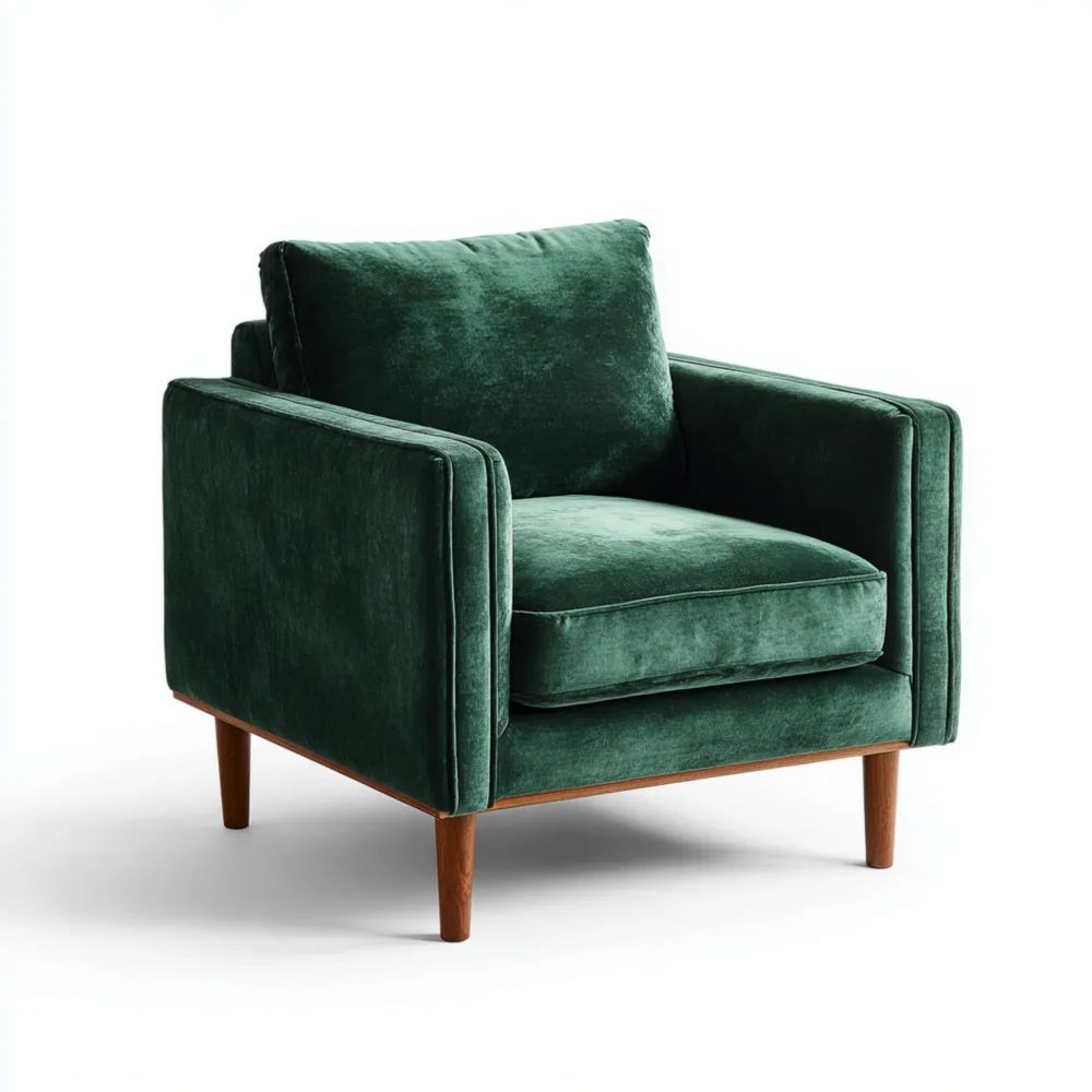 Fauteuil Velours 85x85x90 cm – Vert Émeraude – Design Contemporain