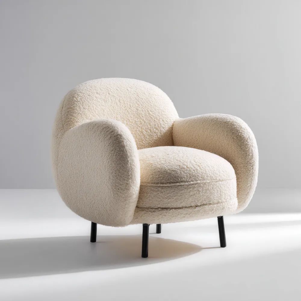 Fauteuil en tissu bouclé 75x80x70 cm – Beige – Design contemporain