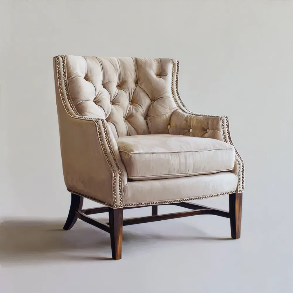 Fauteuil Classique Velours 70x80x90 cm – Beige – Design Élégant