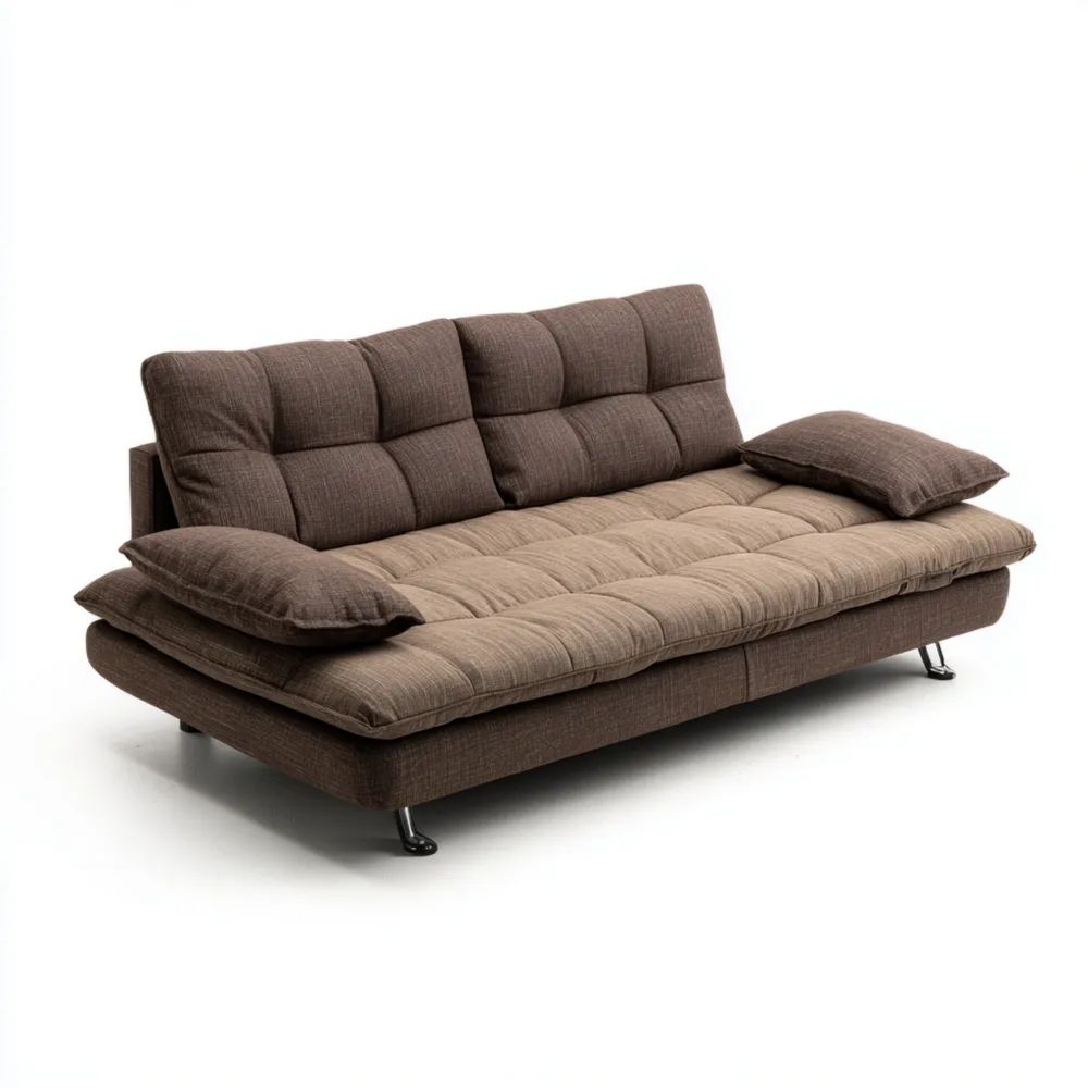 Canapé-lit deux places 200x90x85 cm - Marron - Tissu Convertible Moderne