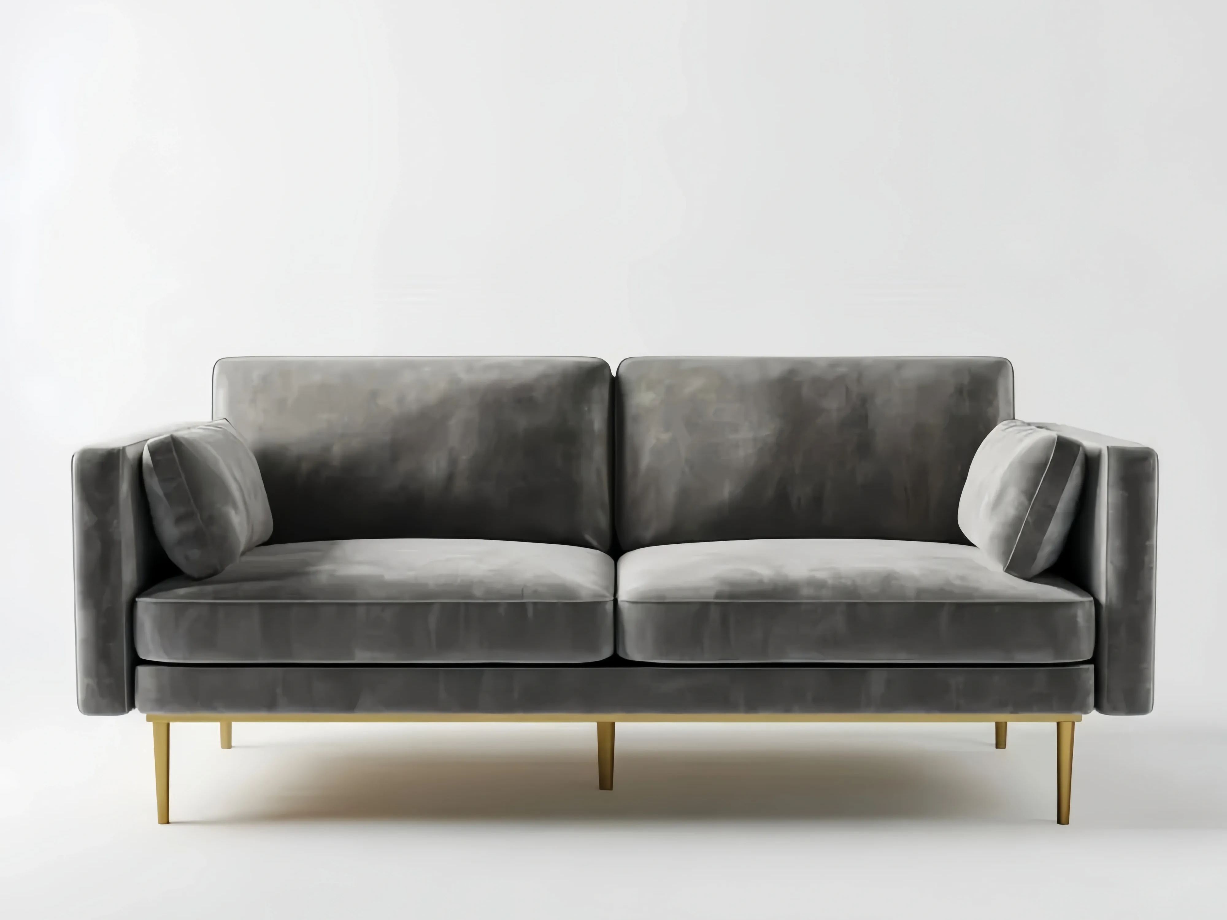 Canapé deux places en velours 150x90x85 cm – Gris – Design moderne