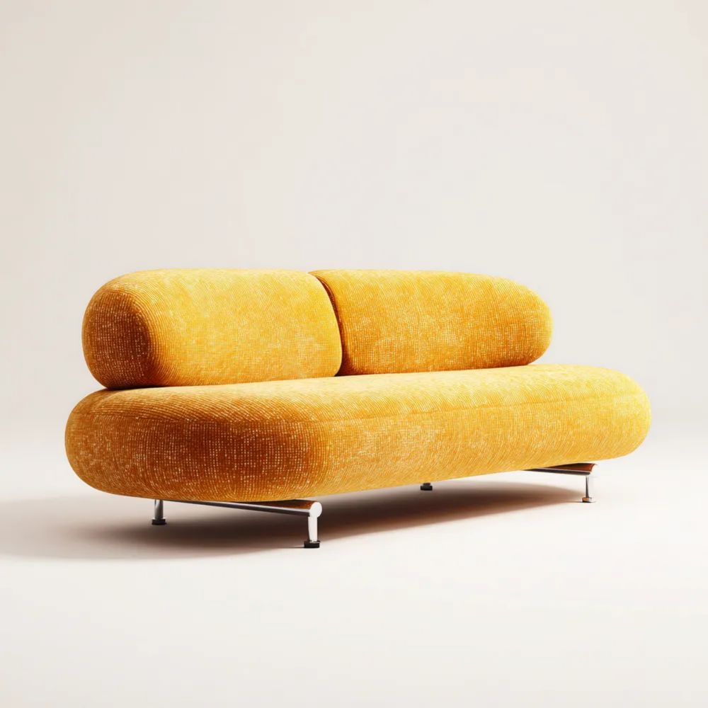 Canapé deux places tissu 180x75x80 cm – Jaune – Design moderne