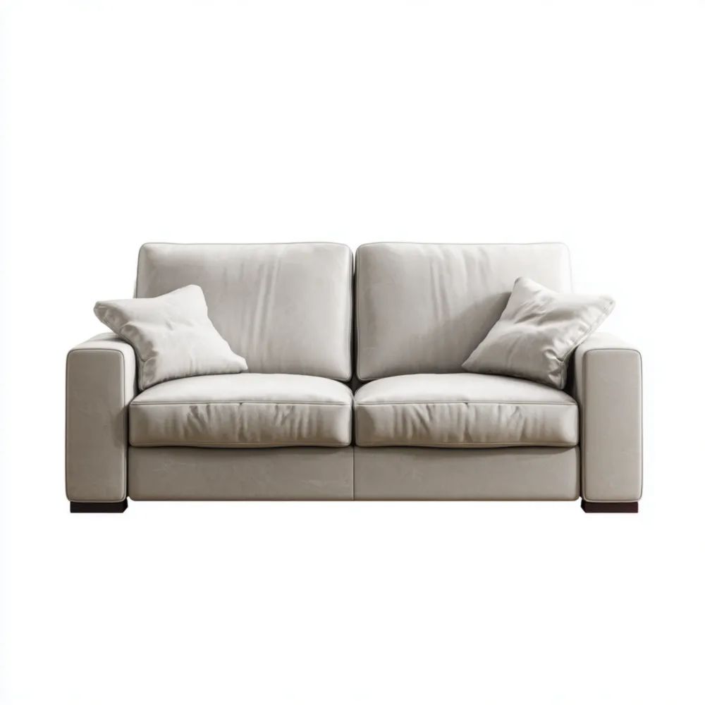 Canapé deux places en Cuir 150x90x80 cm - Beige - Design Contemporain