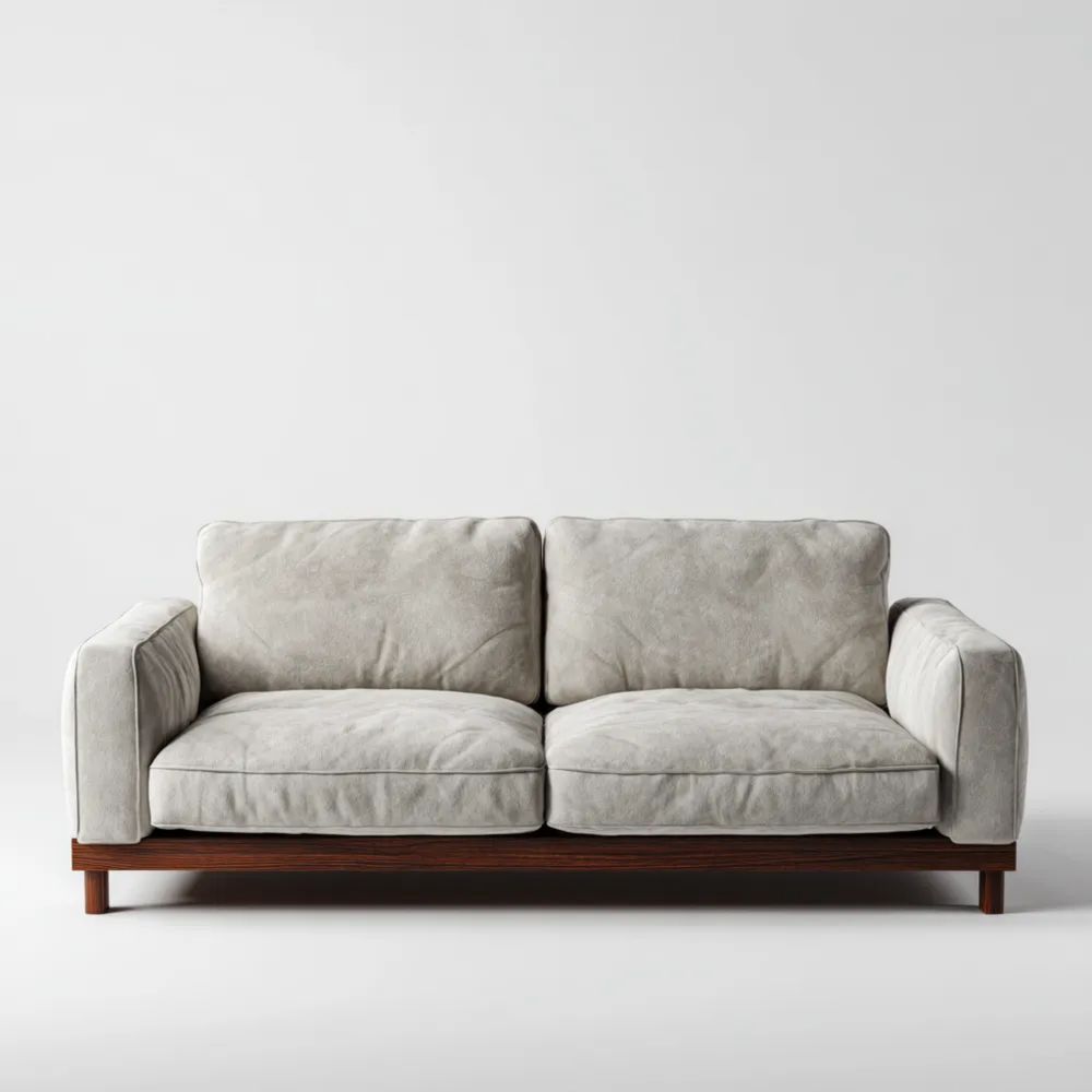 Canapé deux places 180x90x75 cm - Tissu doux Gris clair - Design Contemporain