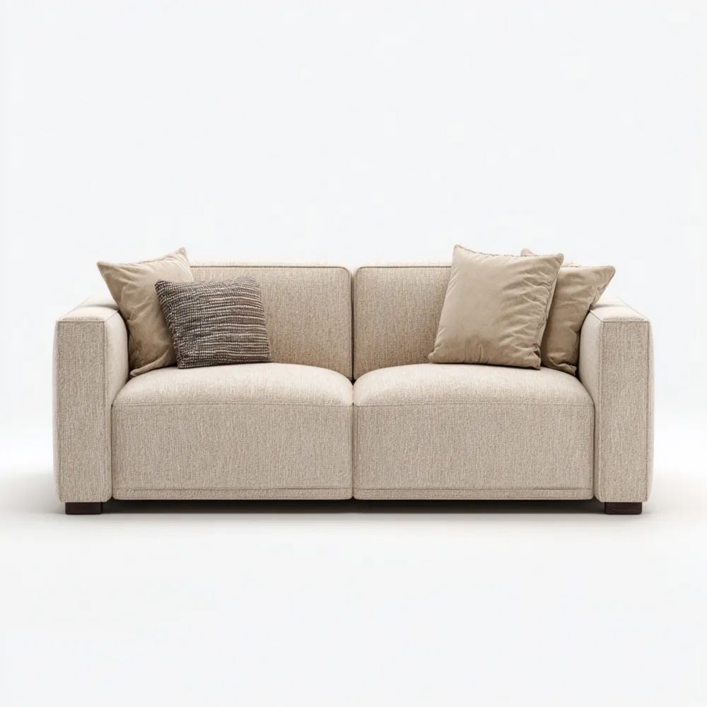 Canapé deux places Tissu Beige 150x85x75 cm – Design moderne