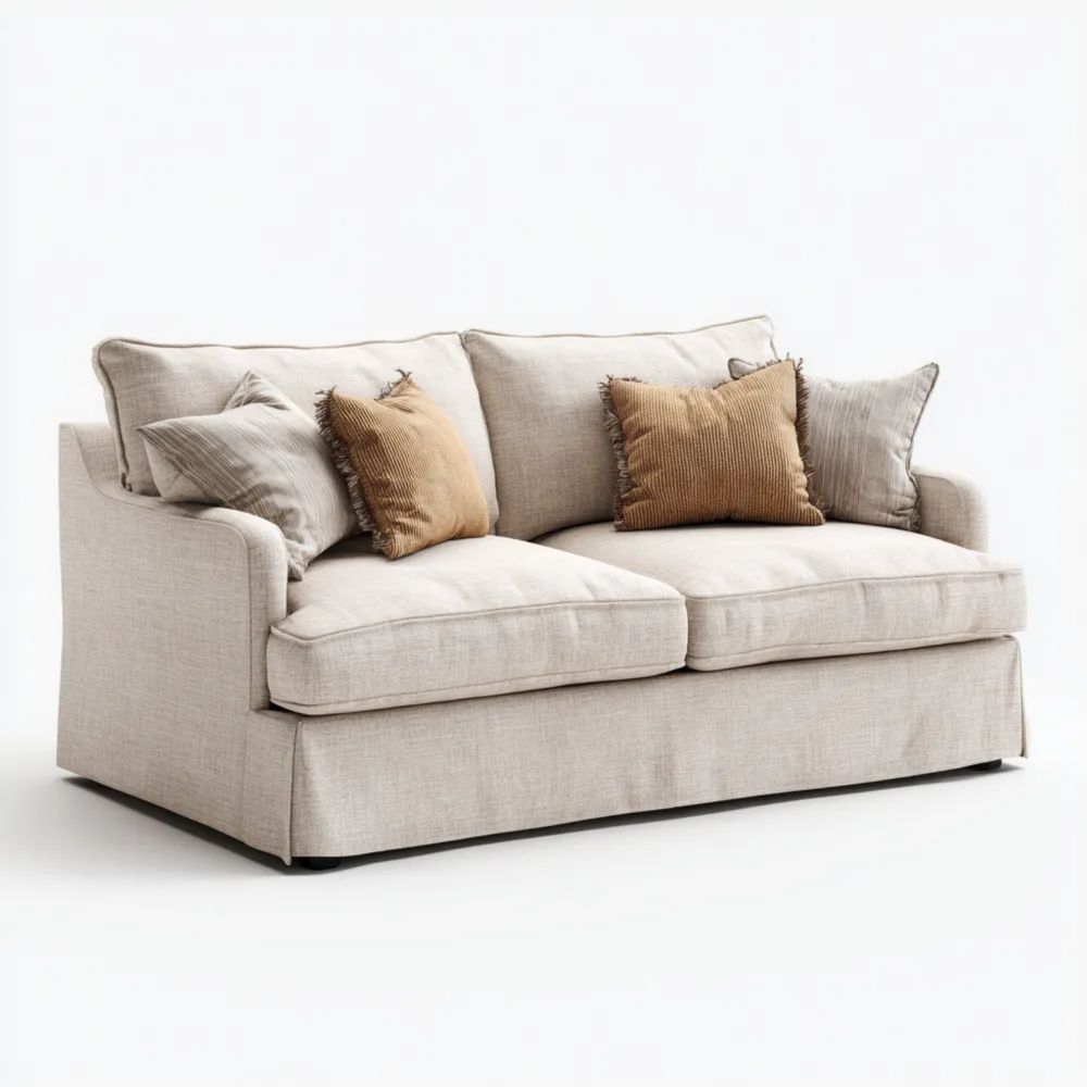 Canapé Deux Places Tissu 160x85x90 cm – Beige – Design Confortable