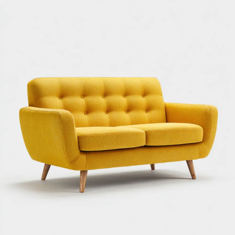 Canapé deux places en tissu 150x85x75 cm – Jaune – Design scandinave