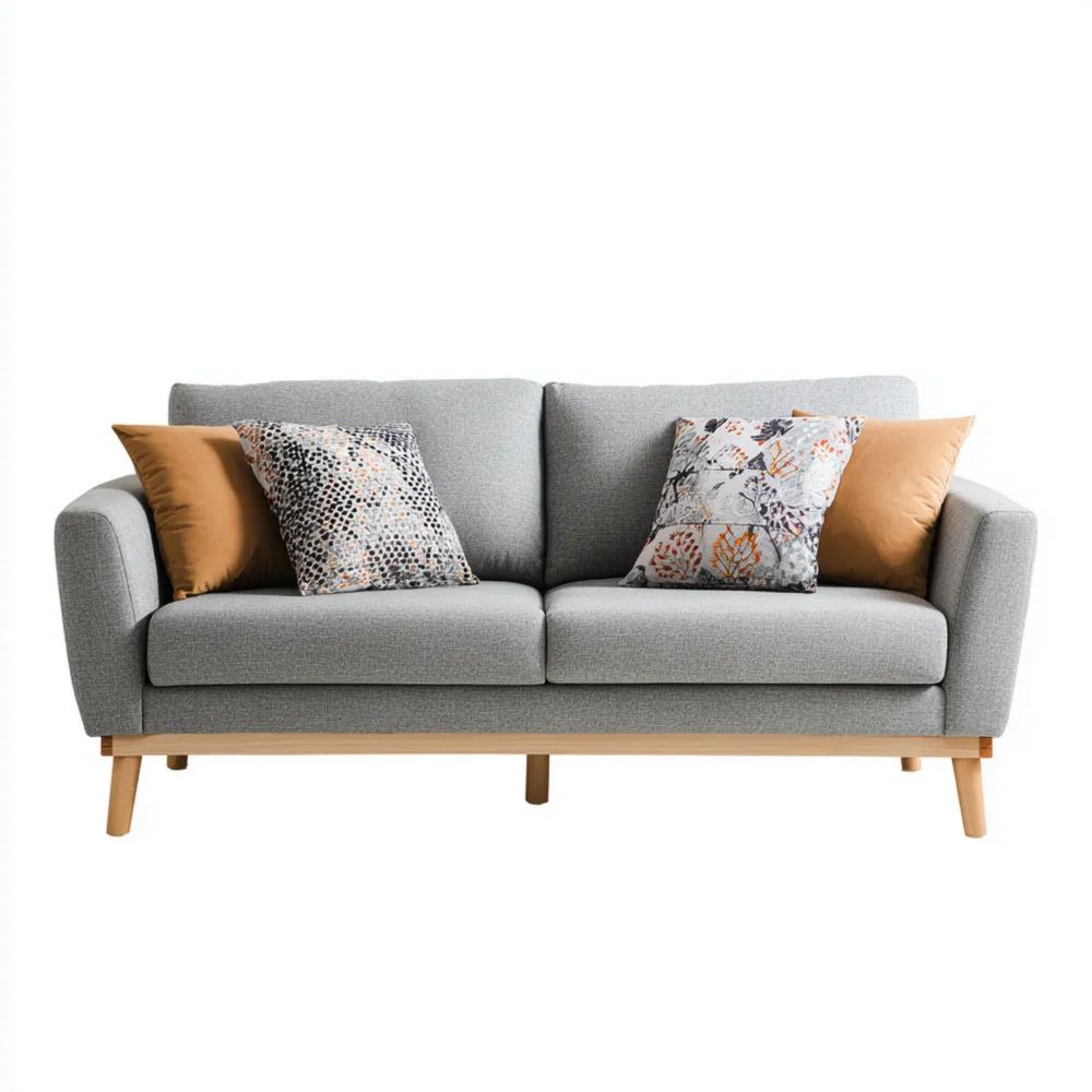 Canapé deux places tissu 140x85x90 cm - Gris Clair - Design Moderne