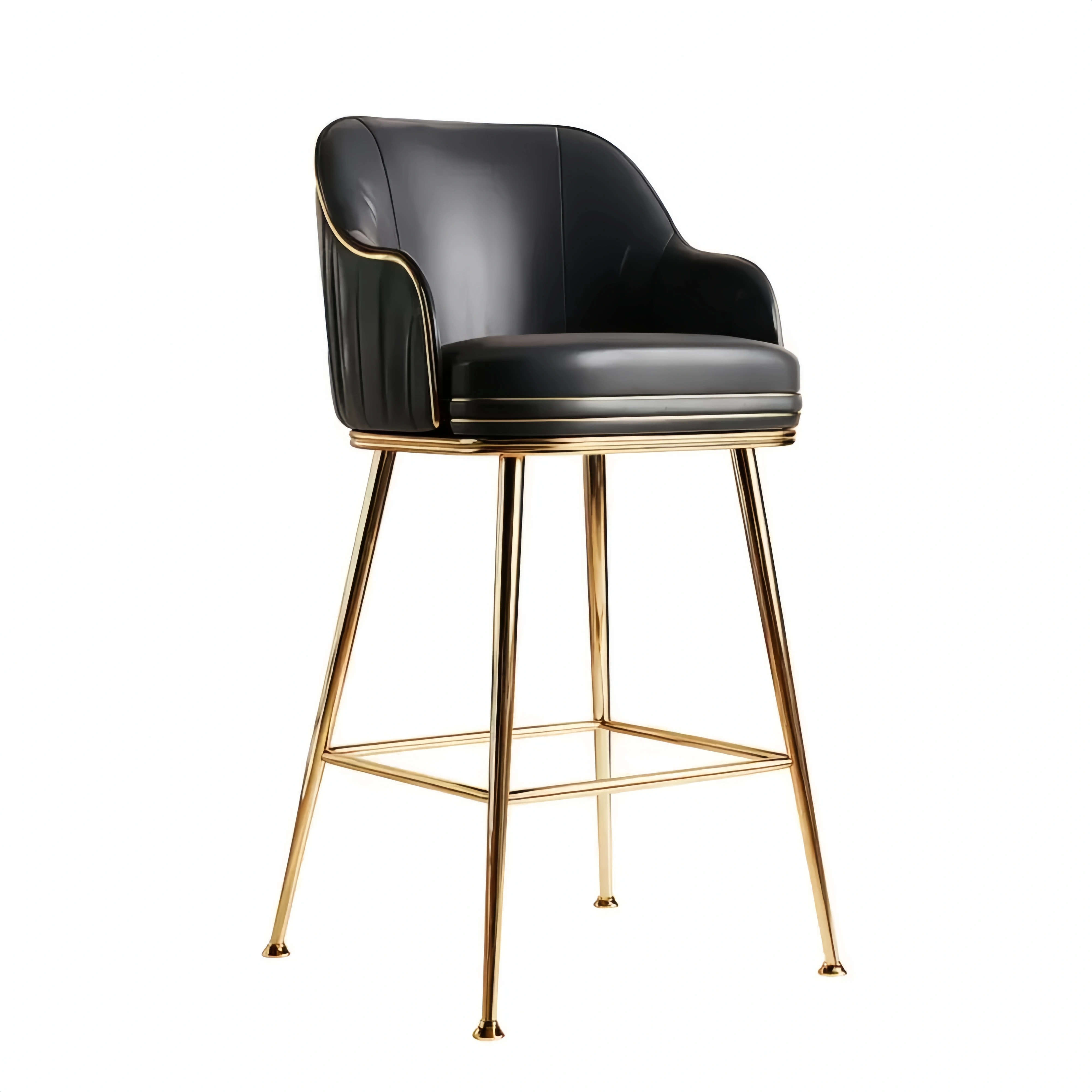 Tabouret de bar 45x40x100 cm en Cuir Synthétique Noir/Doré – Style Moderne