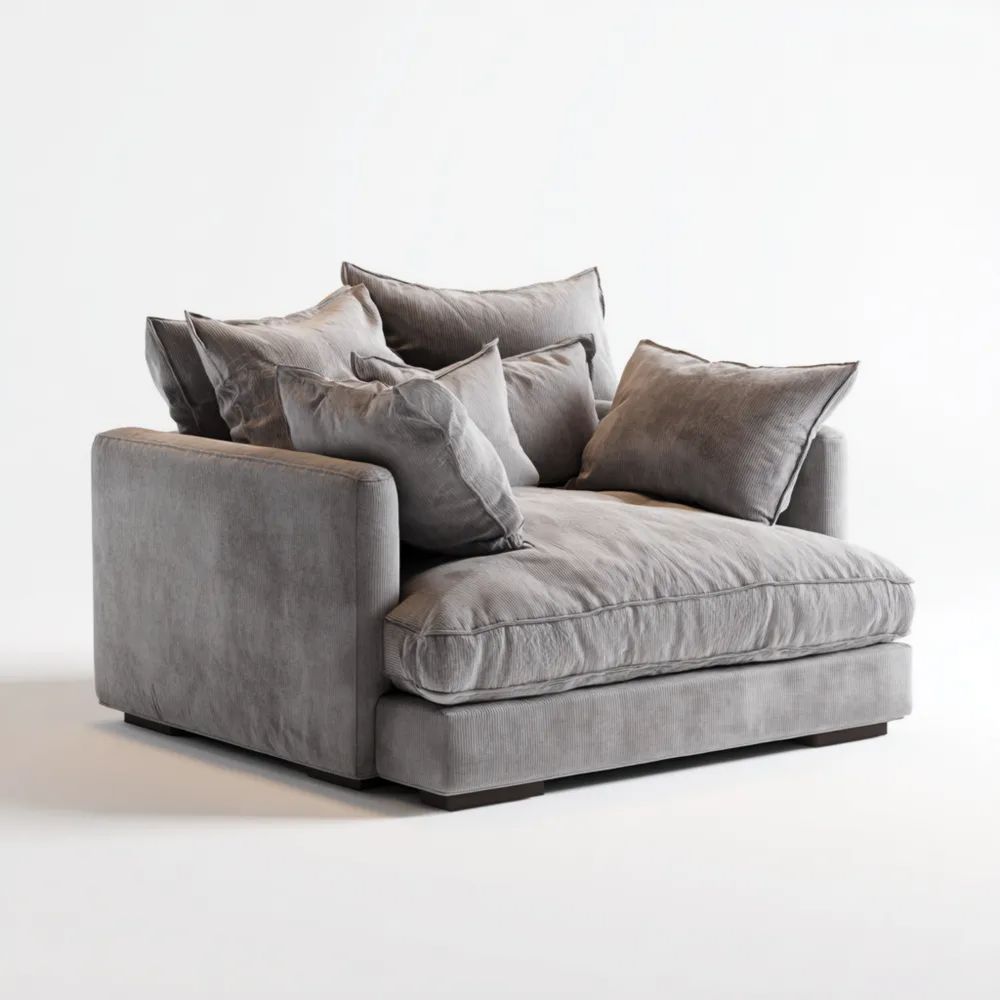 Fauteuil en velours 110x110x85 cm – Gris – Design moderne