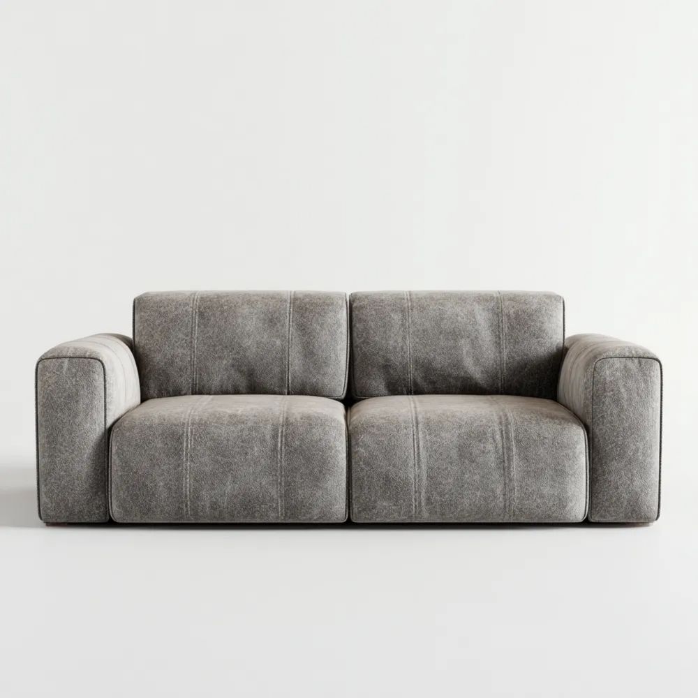 Canapé deux places en cuir 180x95x75 cm - Gris - Design moderne