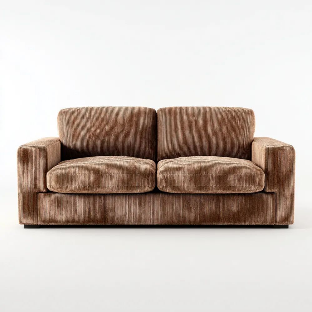 Canapé deux places Velours côtelé 150x90x80 cm - Marron - Style contemporain