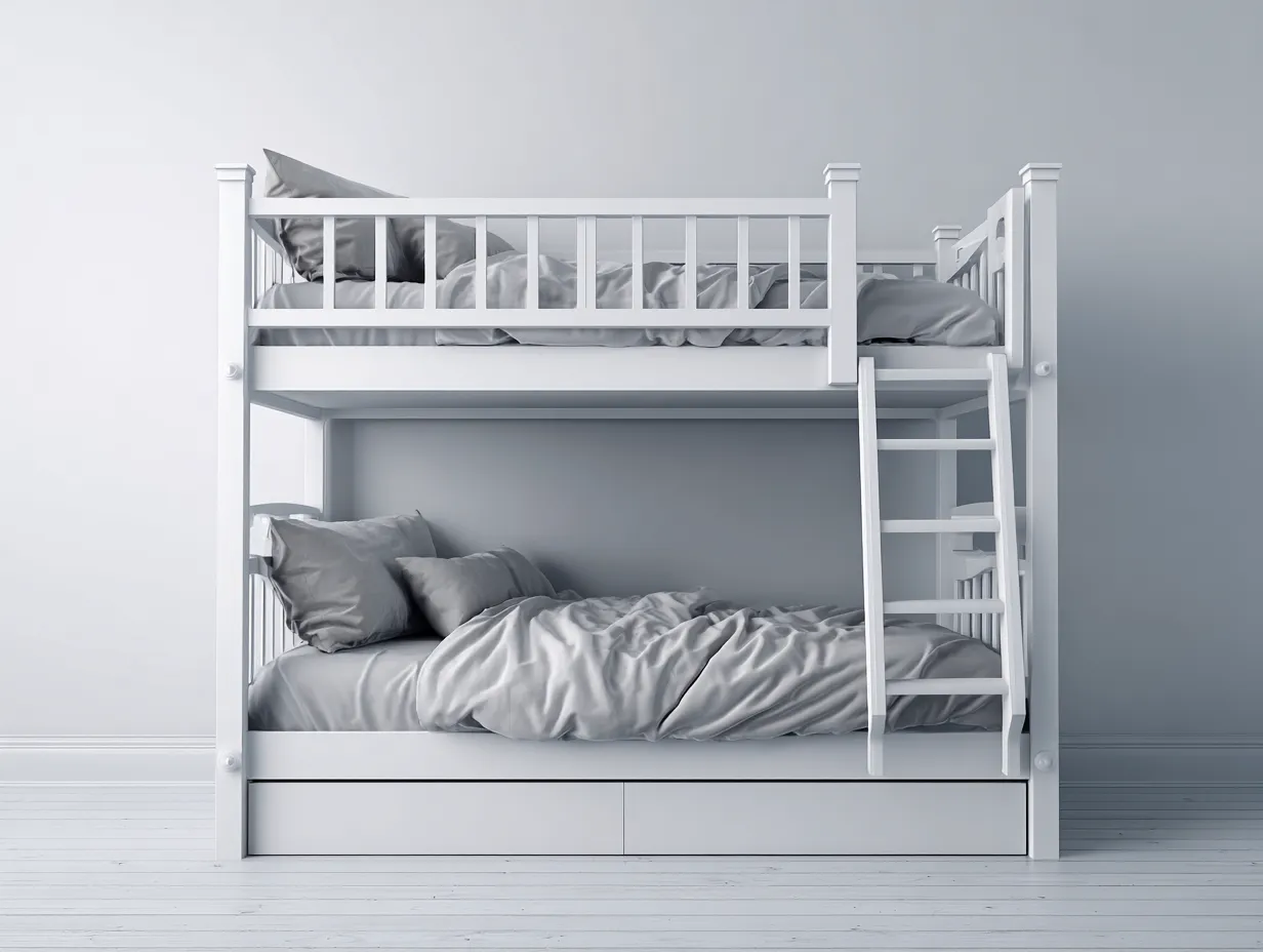 Letti a castello - legno - 202x99x168 cm - bianco - design moderno-Roomgetly