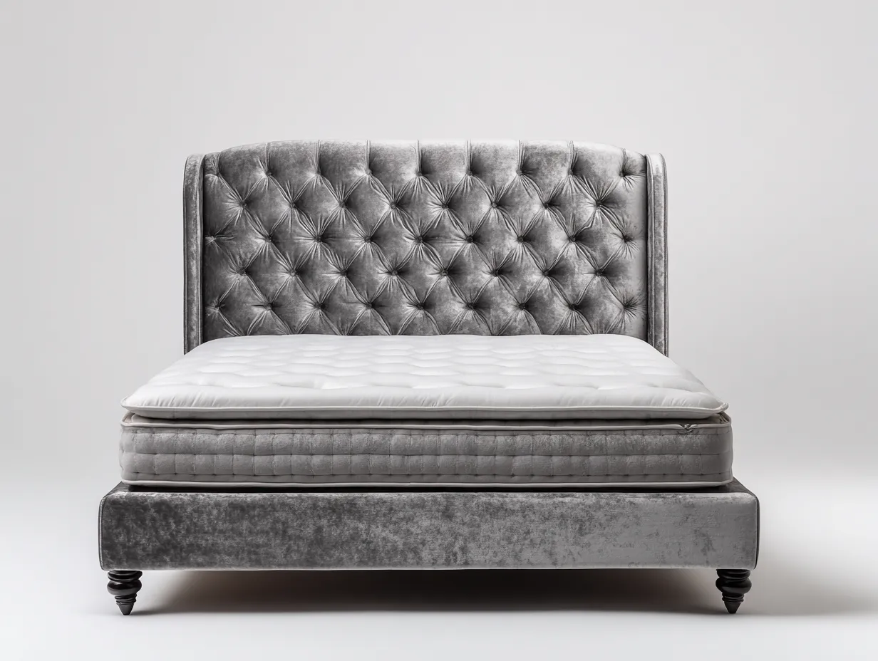 Letto matrimoniale-tessuto-legno-210x170x112 cm-grigio-design moderno-Roomgetly