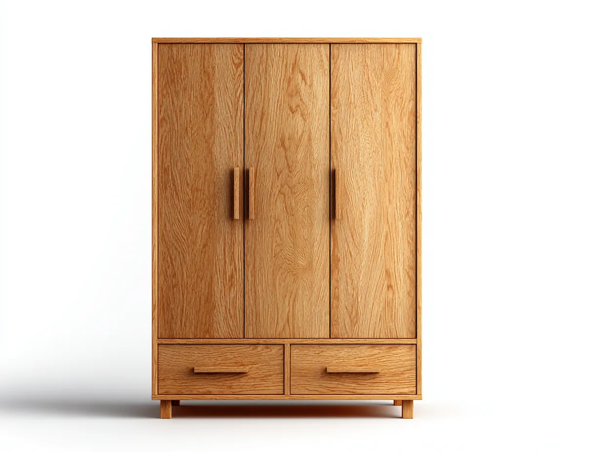 Armadio a 3 ante-legno massello-155x60x198 cm-marrone-design moderno-Roomgetly