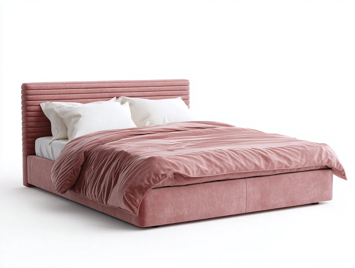 Letto matrimoniale-tessuto-legno-220x180x115 cm-rosa-design moderno-Roomgetly