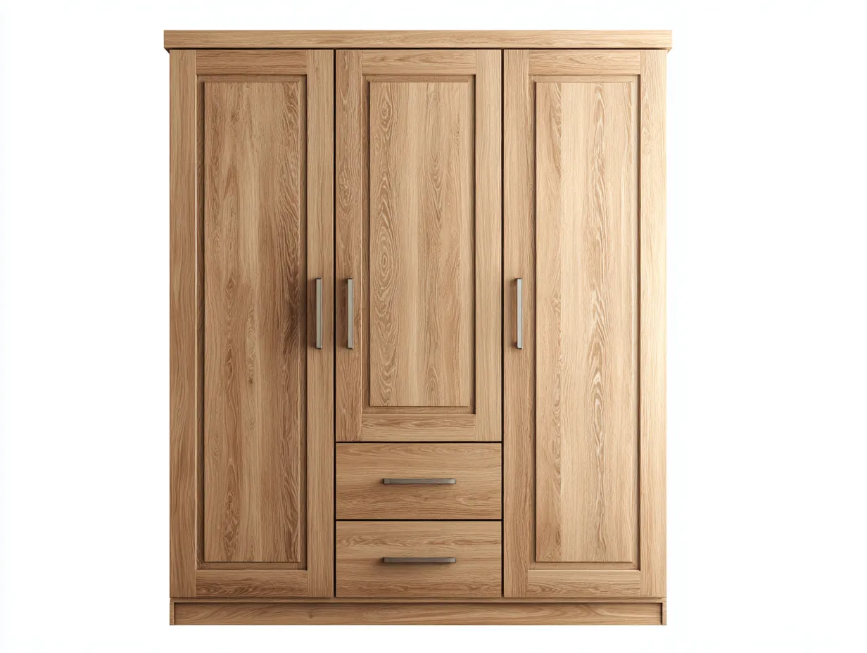 Armadio a 3 ante-legno massello-154x60x198 cm-marrone-design classico-Roomgetly