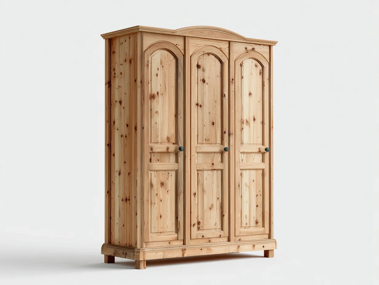 Armadio a 3 ante-legno massello-150x60x200 cm-marrone-design classico-Roomgetly