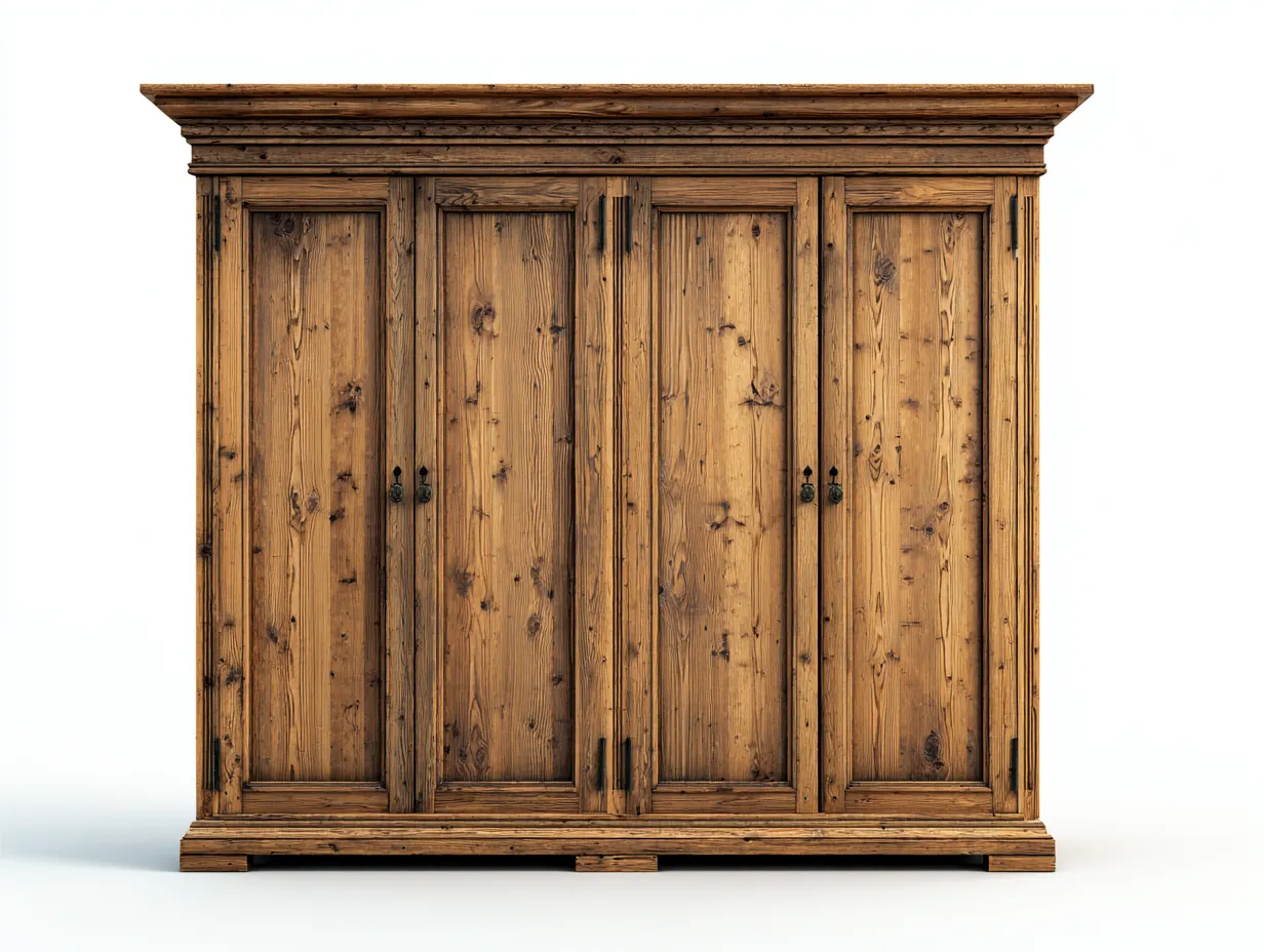 Armadio a 4 ante - legno massello - 190x55x200 cm - marrone - stile classico-Roomgetly