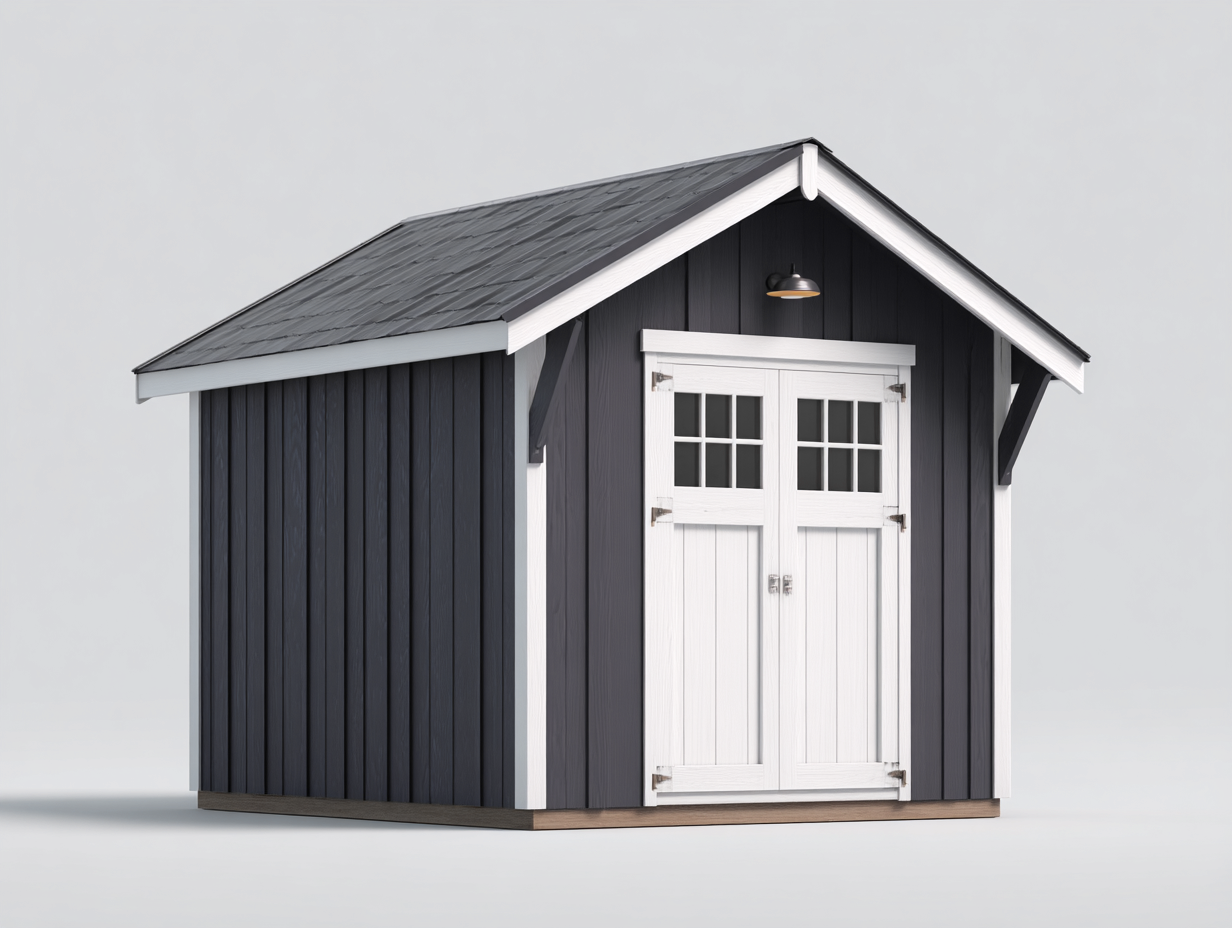 Abri de jardin bois peint 200x160x230 cm - Gris foncé-Blanc - Style contemporain soigné-Nookmypad