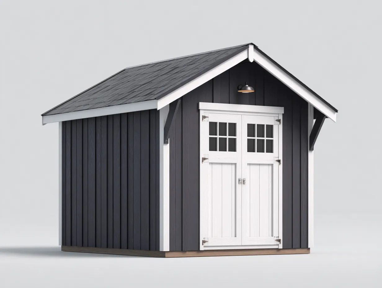 Abri de jardin bois peint 200x160x230 cm - Gris foncé-Blanc - Style contemporain soigné-Nookmypad