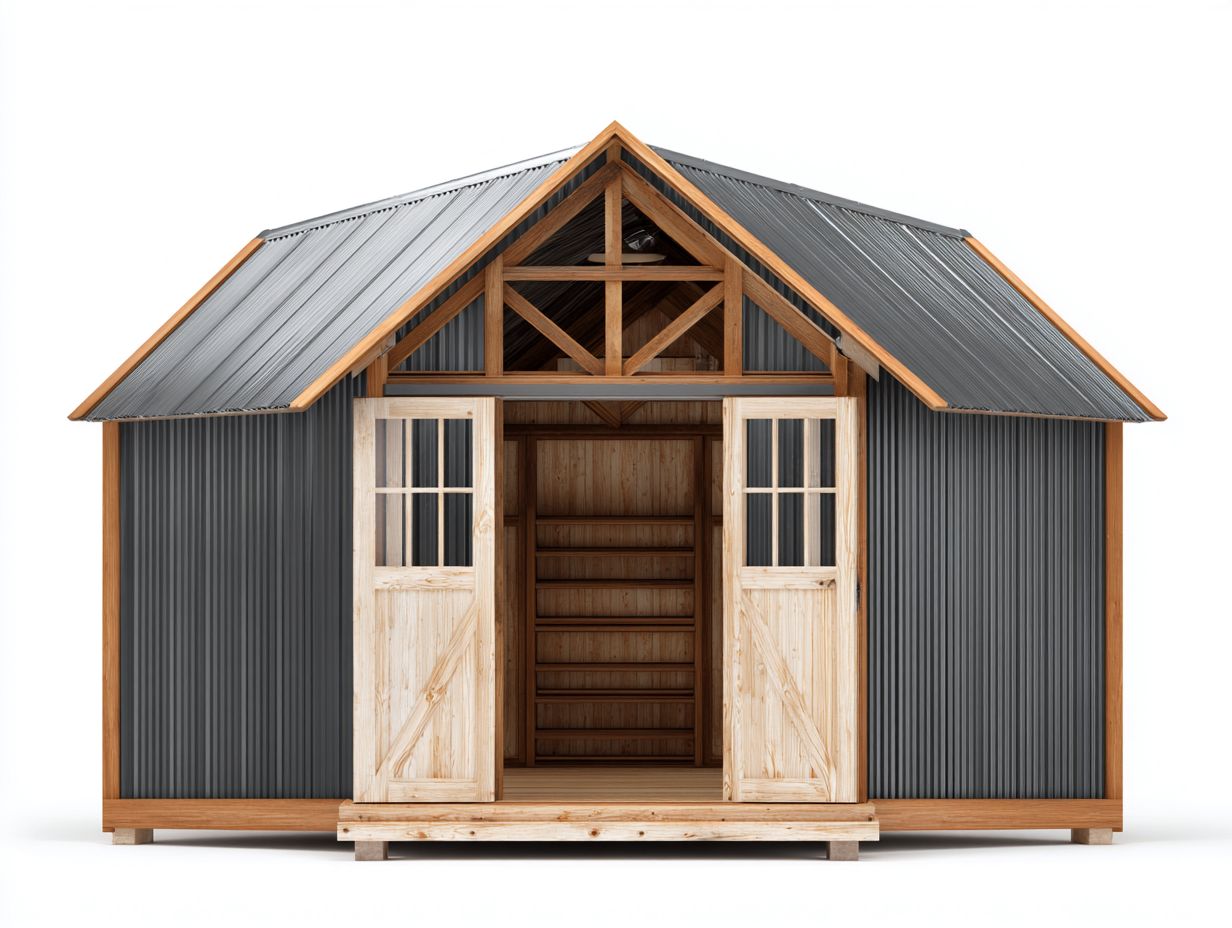 Abri de jardin en bois et métal 240x200x230 cm - gris et bois - usage extérieur-Nookmypad