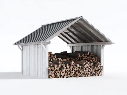 Porte bûches en bois 200x75x160 cm - bois peint blanc - usage extérieur-Nookmypad