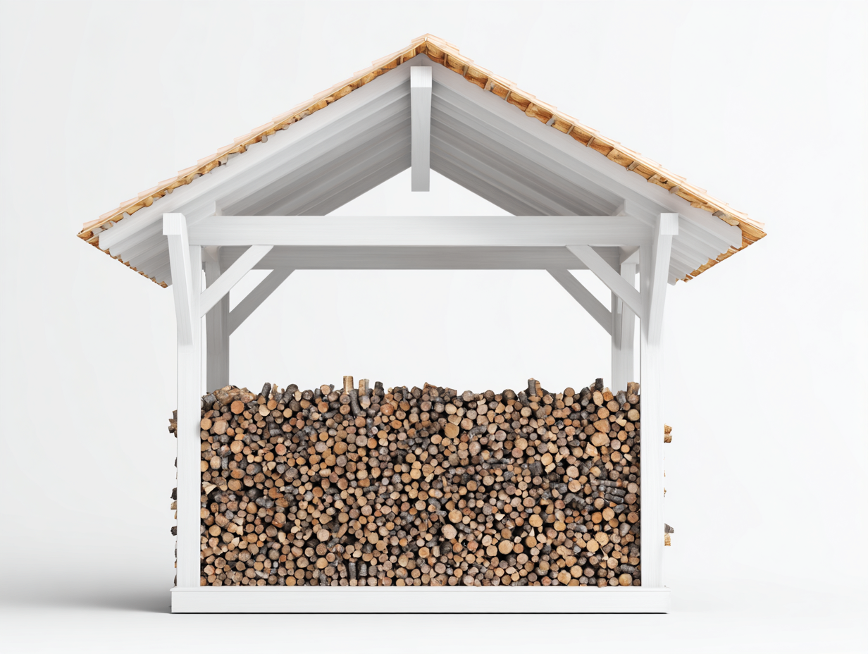 Porte bûches bois 180x60x180 cm - blanc-bois naturel - style classique pour extérieur-Nookmypad